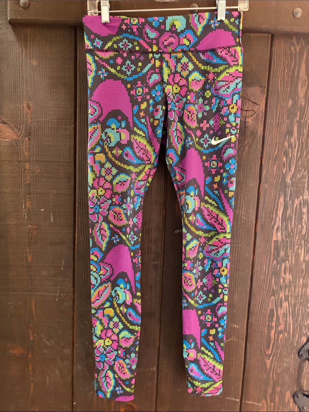 Nike Kids Purple Multicolor Paisley Print Leggings